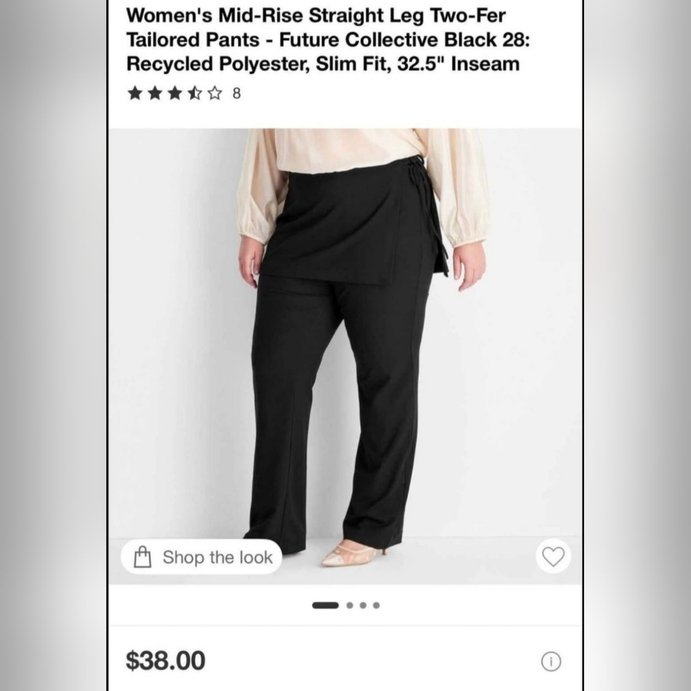 Black Straight Two-fer Pants